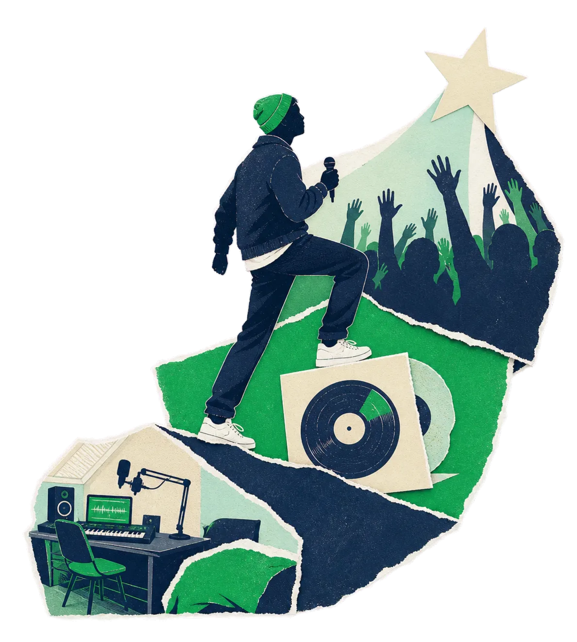 Independent artist progressing from a home studio to a growing live audience